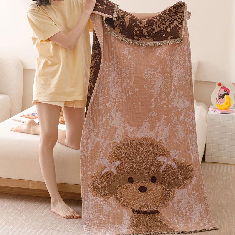 Cartoon Pure Cotton Bath Towel Breathable Skin-friendly Lightweight Summer Blanket 80x160cm Shawl Travel Blanket