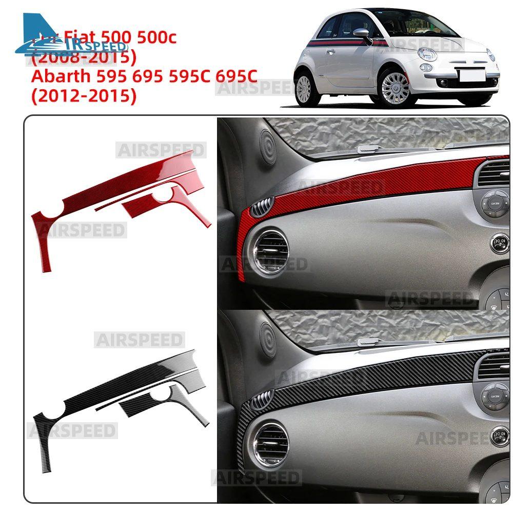 Real Soft Carbon Fiber Sticker For Abarth 595 695 595C 695C 2012 2013 2014 2015 For Fiat 500 500C 2008-2015 Car Instrument Strip