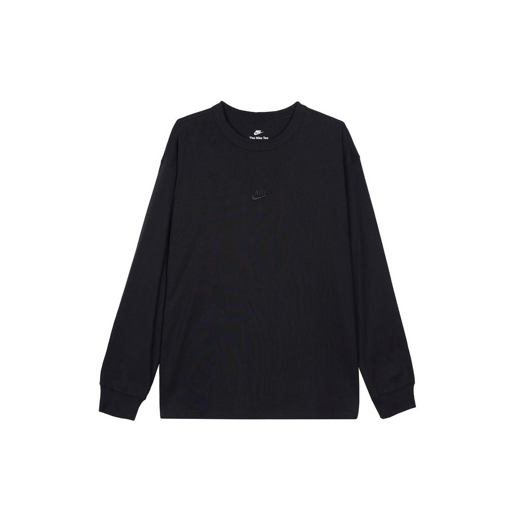 Nike Sportswear Premium Essentials Solid Crewneck Long Sleeve T-Shirt Men Tops Black DO7391-010