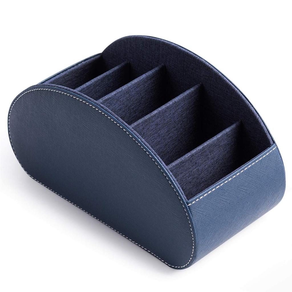 Large PU Leather Remote Control Rack with 5 Compartments, Stylish Waterproof Multifunctional Storage Box, Large Capacity for Stationery and Desktop