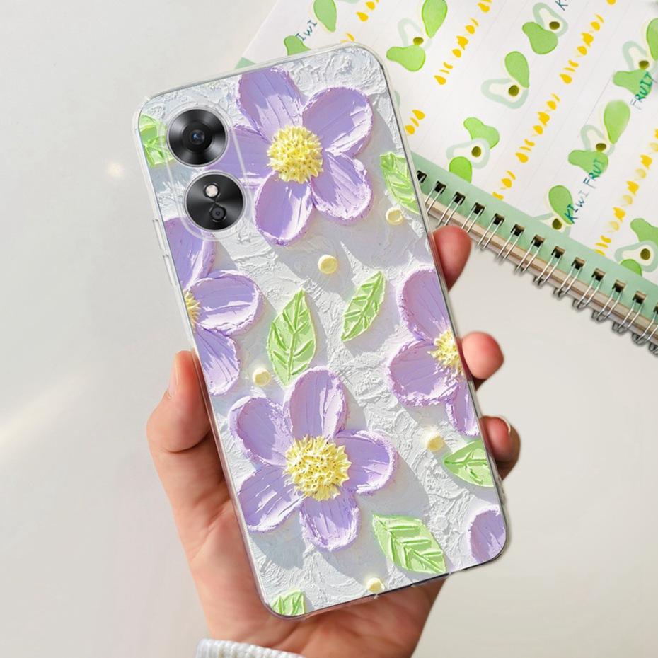 Schöne Hülle mit Aufdruck für OPPO A17 (CPH2477) Weiche Silikon-TPU-Rückabdeckung für Oppo A17 A 17 4G Handyhüllen