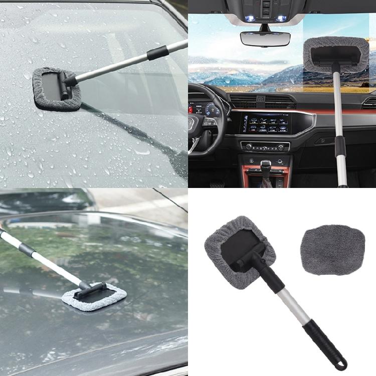 Windshield Cleaning Brush With Telescopic Aluminum Handle Microfiber Bristles For Effortlessly Glass Maintenance