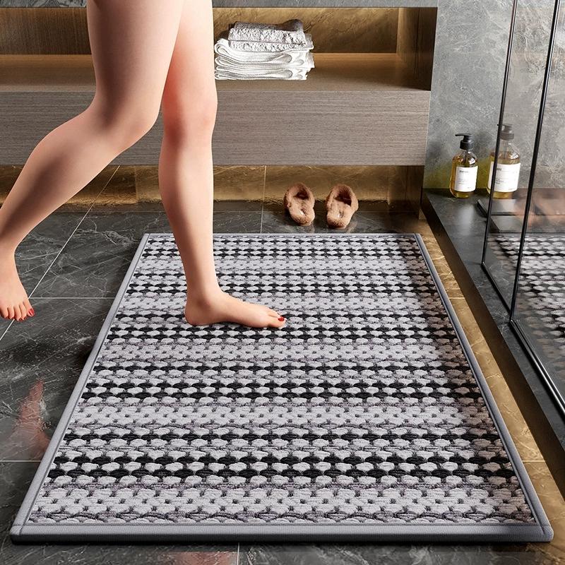 Zachte Chenille Badmat Tufting Geometrische Ruiten Slaapkamer Tapijt Nachtkastje Kleed Vloer Antislip Mat Esthetische Woondecoratie 40x60cm