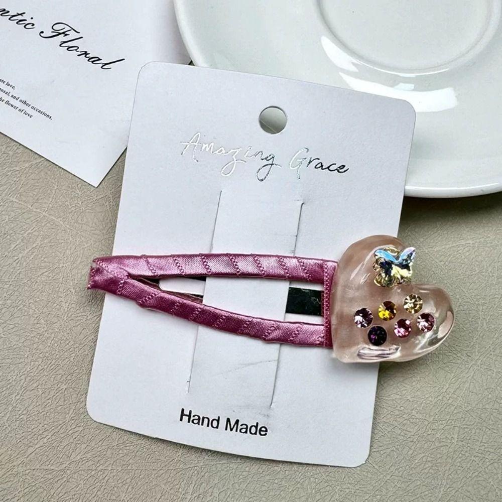 Butterfly Acetate Hairpin Bangs Clip Heart Hair Clip Sweet Rhinestones Hairpin  Kids