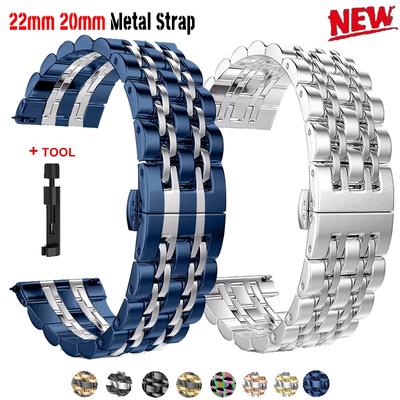 22mm 20mm Stainless Steel Strap For Samsung Watch 3 4 5 45mm Gear S3 46mm 42mm Active2 40 44mm Metal Strap Wristband Bracelet