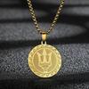 Kinitial Poseidon Unisex ketting Griekse God van de Zee, Medaillon Ketting, Verfijnde Drietand Talisman ketting