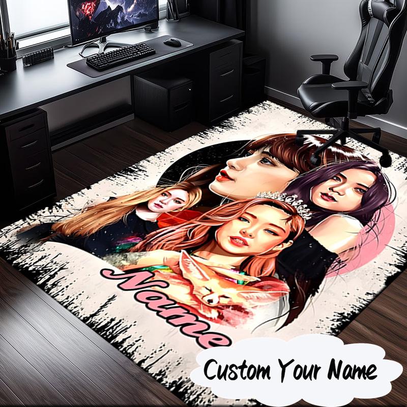 Custom Name Kpop Aesthetic Collage Carpet, Chair Rug,Area Rug for Office Bedroom Living Rooms Bedroom, Doormat Decor Christmas Fan Gifts