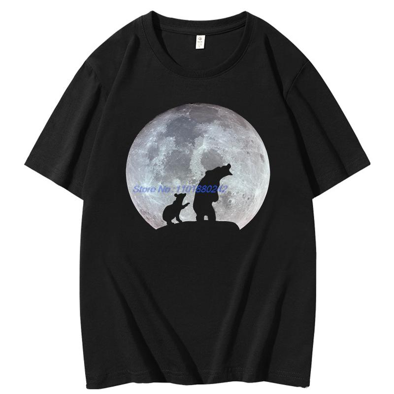 Summer Mens Short Sleeve Tee Cotton Tshirt Full Moon Grizzly Funny Graphic Tee New Arrival Goods Fashion Tops Tshirt