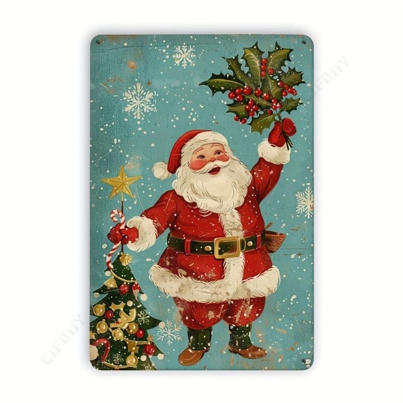 Vintage Christmas Tree Metal Sign, Indoor Outdoor Wall Decor