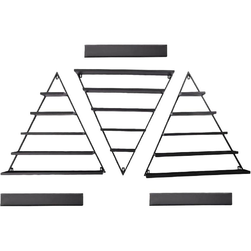 Elegant Gold Wall Mounted Nail Polish Rack - Set of 6 Triangular Cosmetic Display Shelves for Essential Oil Bottles, Organize Your Lipsticks and