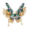 Multi Purpose Crystal Rhinestones Butterfly Brooch Double Wing Structure Easy Clip Fastening For Various Clothings