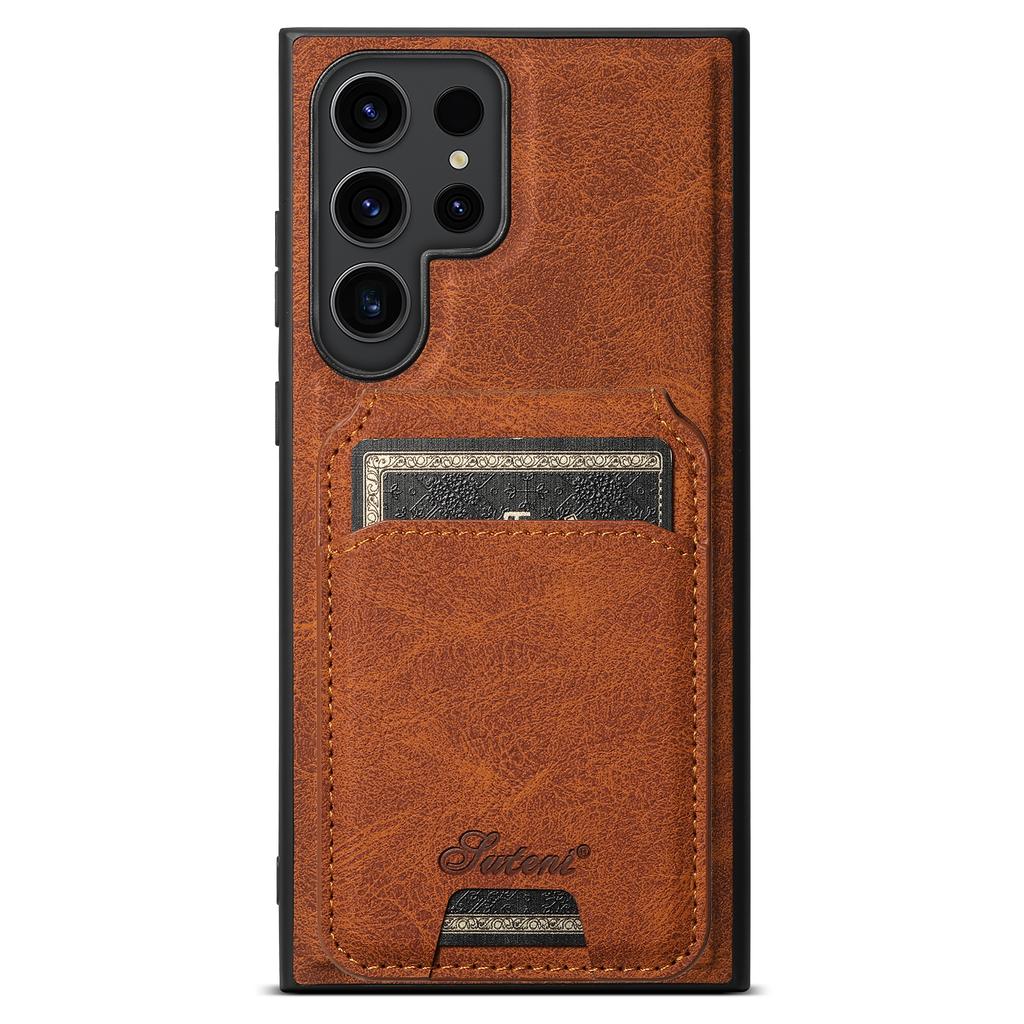 Leather for Magsafe Case for Samsung Galaxy S24 S25 Ultra S22 S23 Plus Note 20 Bracket Magnetic Back Cover with Card Holder L443