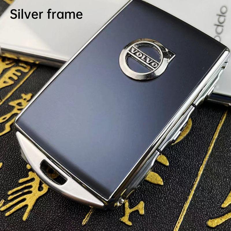 Drvfj6 First Layer Cowhide Car Key Cover for Volvo XC40 XC60 XC90 S60 S90 Keycase Key Shell Protector Buckle Bag Replacement