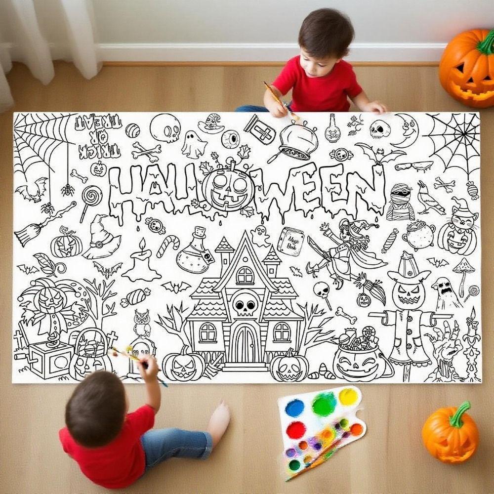 Kreslený Halloweenský Graffiti Ubrus Kreativní Velké Omalovánky Strašidelný Dům