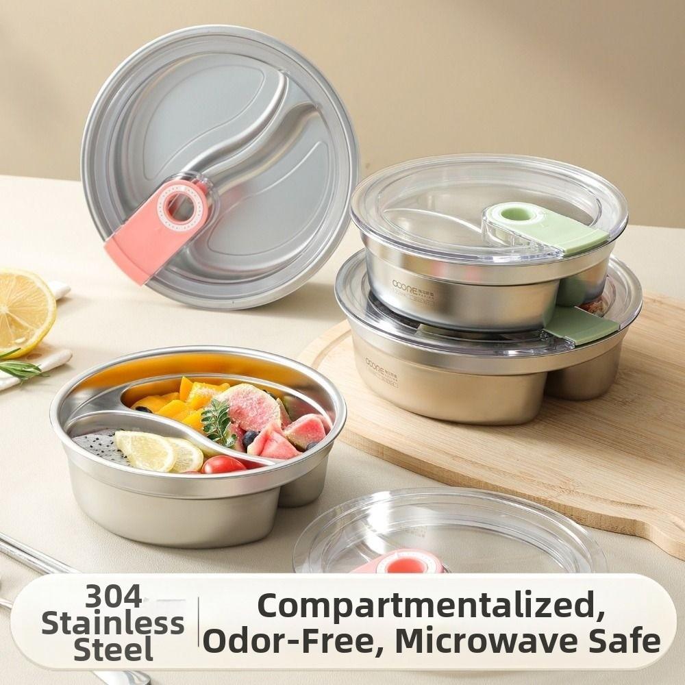 Large Capacity Sealed Food Container 304 Stainless Steel Divided Lunch Plate Kitchenware