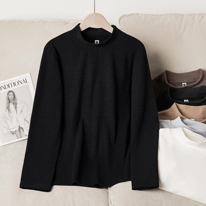 

Женская и мужская двухсторонняя флисовая рубашка с длинным рукавом и полуводолазкой, плотностью 285 г — теплая, мягкая, однотонная, на осень/зиму M (80-100 jin)