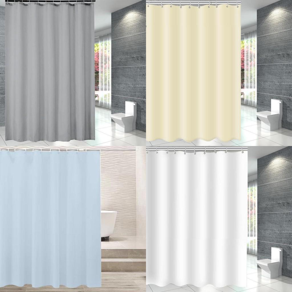 Waterproof Color Solid Polyester Shower Curtain Hooks Set For Bathroom Decor