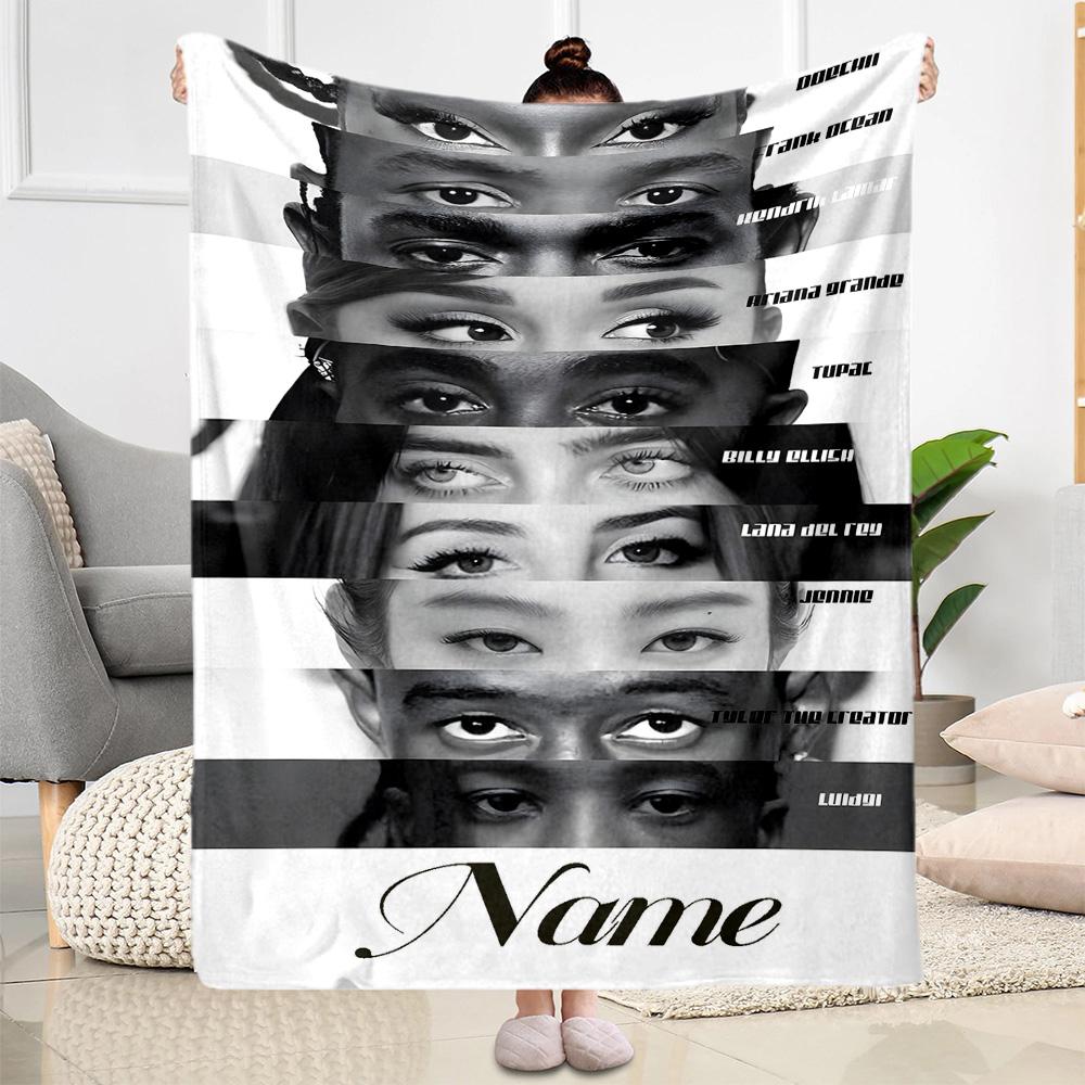 Facial Expressions Diversity Customize Your Name Blanket Multi-purpose Personalized Blanket Warmthful Decor for Picnics Bedding Sofa Chair