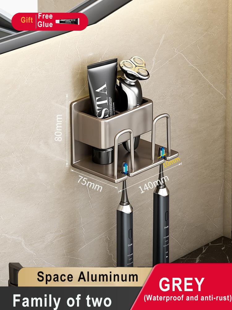 Toothbrush Holder Wall-mounted Gargle Cup Storage Electric Razor Shaver Shelf Batchroom Toiletries Organization Toothbrush Rack