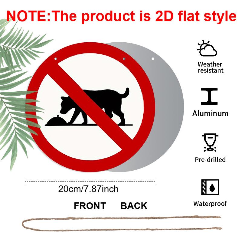 

2D Flat 1pc, 8x8 in, No Dog Eating Aluminum Metal Sign Decorative Signs & Plaques- Round Red & White Prohibition Symbol with Black Dog Silhouette 1pc