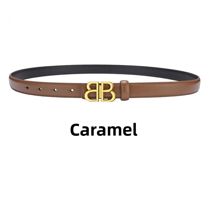 Elegant True Leather Waist Belt With Alloy Flat Buckle For Office And Daily Use