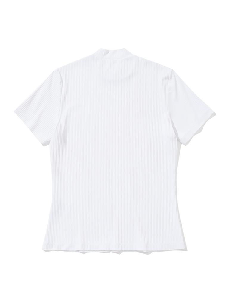 20TH HOLE Women'S Ribbed Mock Neck Short Sleeve Base Layer [White]