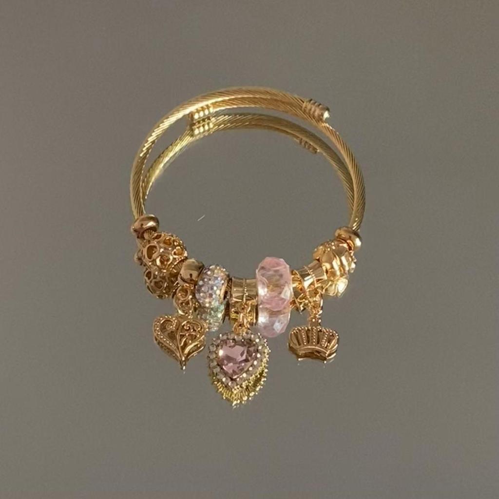 Vintage Diamond-Studded Luxury Bracelet: Versatile Design for Couples & Best Friends