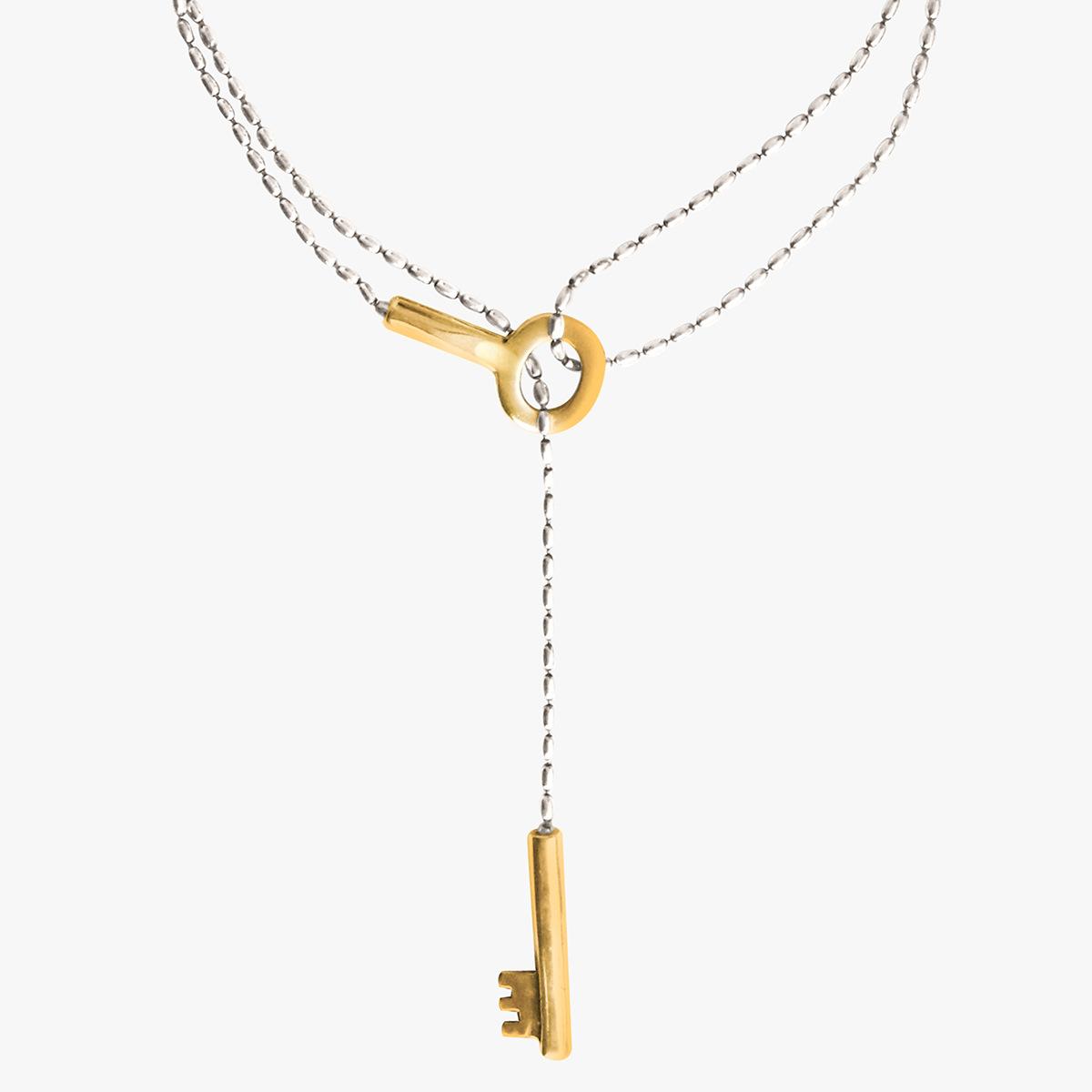 Adjustable Double-Layer Stacking, High-Grade Light Luxury Pendant, Key Pendant Necklace, Versatile