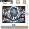 2D Navy Blue Birthday Backdrop, Balloon & Floral Party Background Cloth