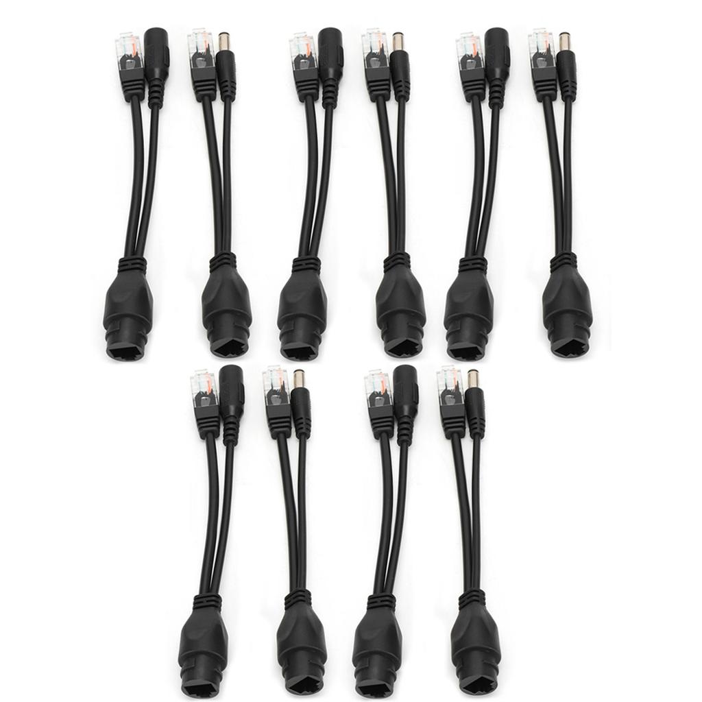 5 Pairs Ethernet POE Splitter Adapter Injector DC12V Waterproof for IP CameraBlack