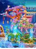 Fairy Pavilion Cherry Blossom Treehouse with Peach Blossom Pond - Creative Ancient Style Building Block Ornament, Handmade Assembly Scene.