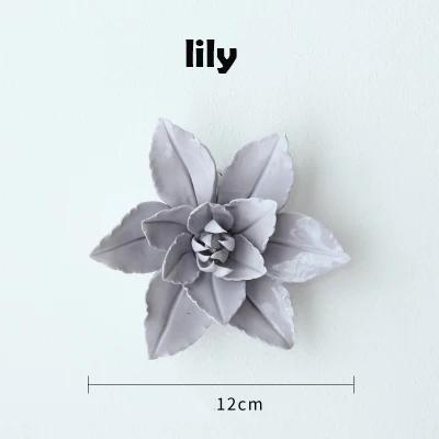 Modern Ceramic Lily Flower Wall Hanging Crafts Home Livingroom TV Background Wall Mural Decoration Hotel Store Wall Ornaments