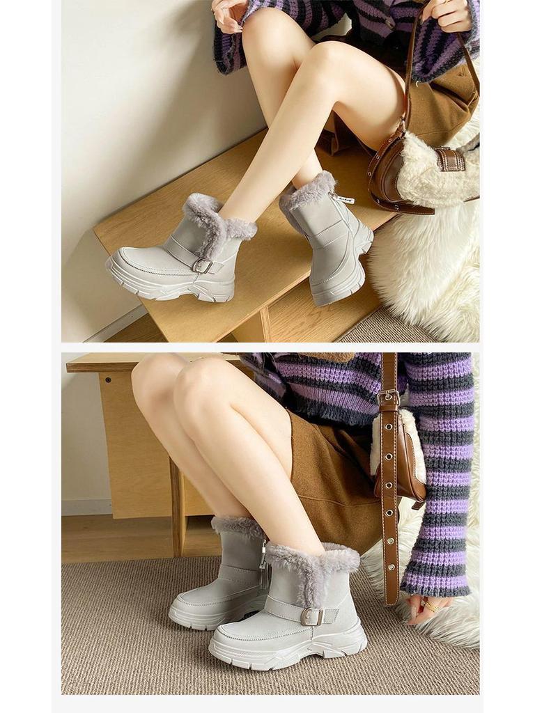 Women's Thick-Soled Non-Slip Winter Snow Boots with Plush Velvet Lining
