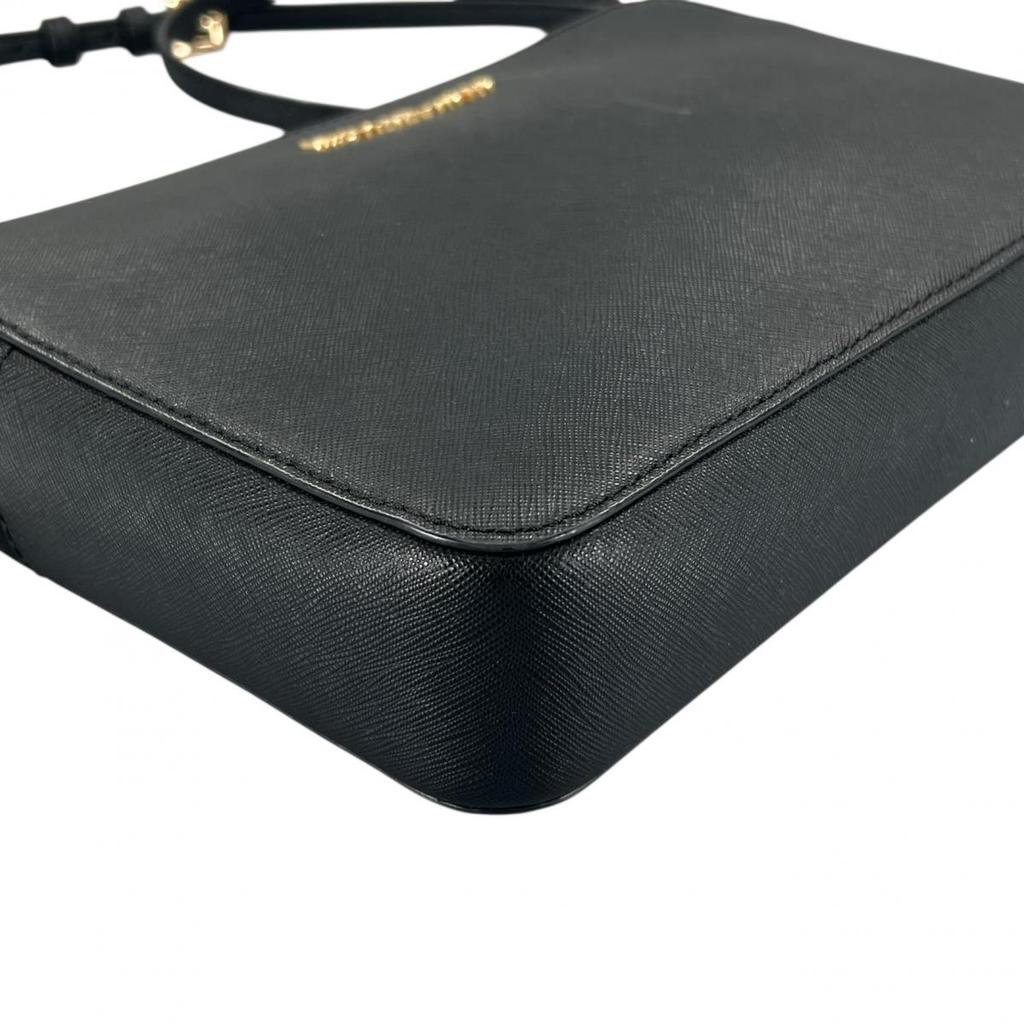 Michael Kors Safiano Shoulder Bag Leather Black Women PS-1808 Used