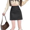 Women's Matte PU Leather Mini Skirt, High Waist A-Line, Slim Fit, Anti-Exposure, Autumn/Winter 2026 Style