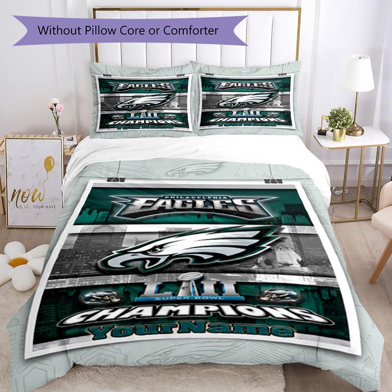 Philadelphia Eagles Customize Your Name Bedding Set Breathable Duvet Cover With Pillowcases Decorative Bed Linen For Bedroom Home Decoration Birthday