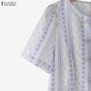 ZANZEA Women Casual Round Neck Short Sleeve Print Dress