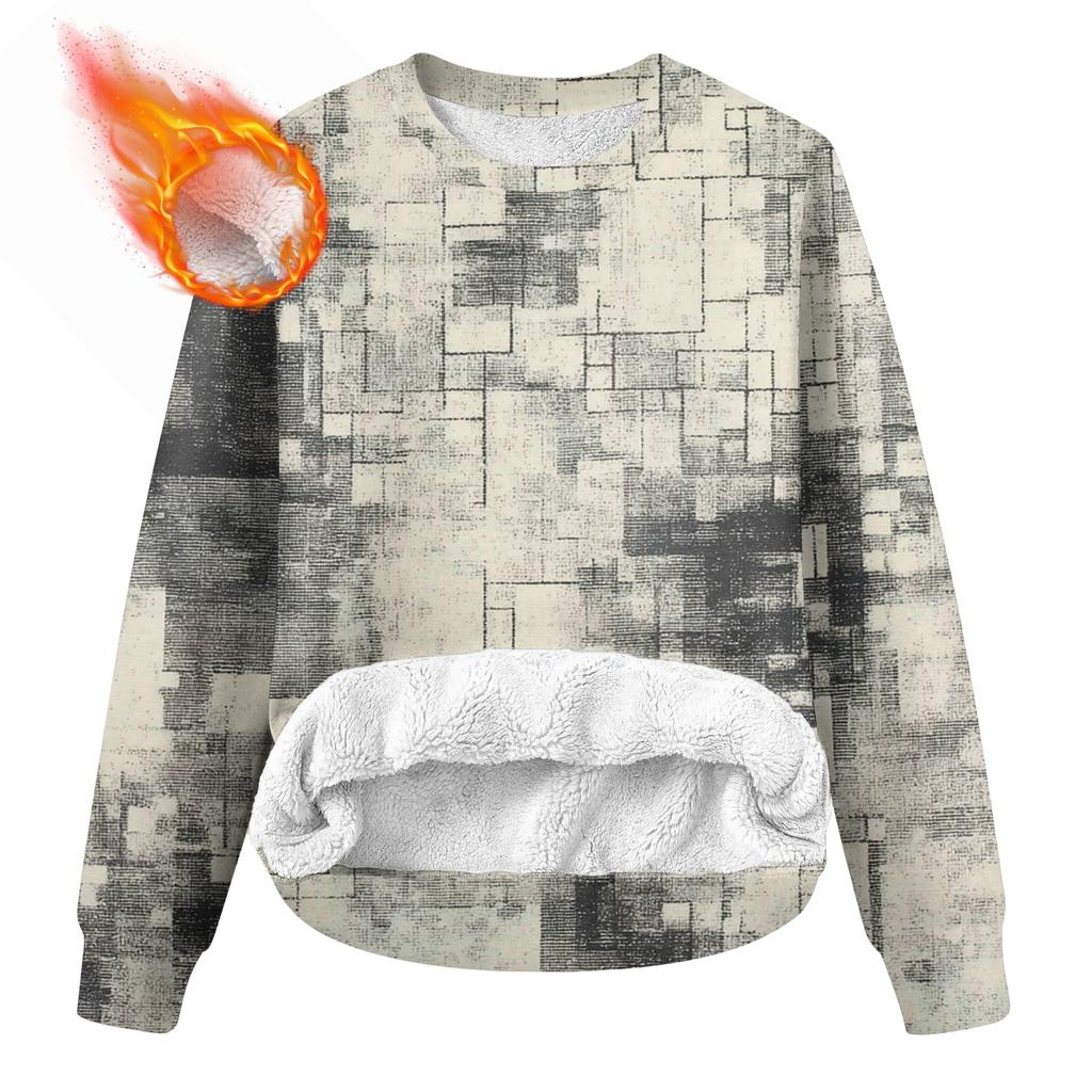 Herren Rundhals Fleecegefüttert Dick Warm Sweatshirt