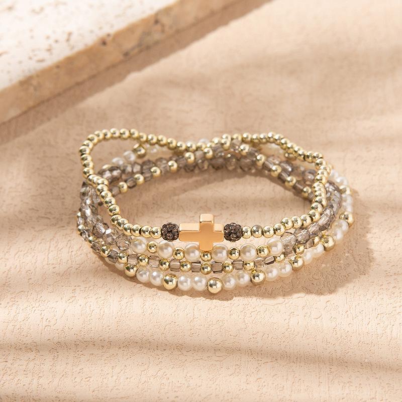 Boho Perlenarmband Instagram-inspiriert Nischenstil Farbblock-Stapelarmband-Set