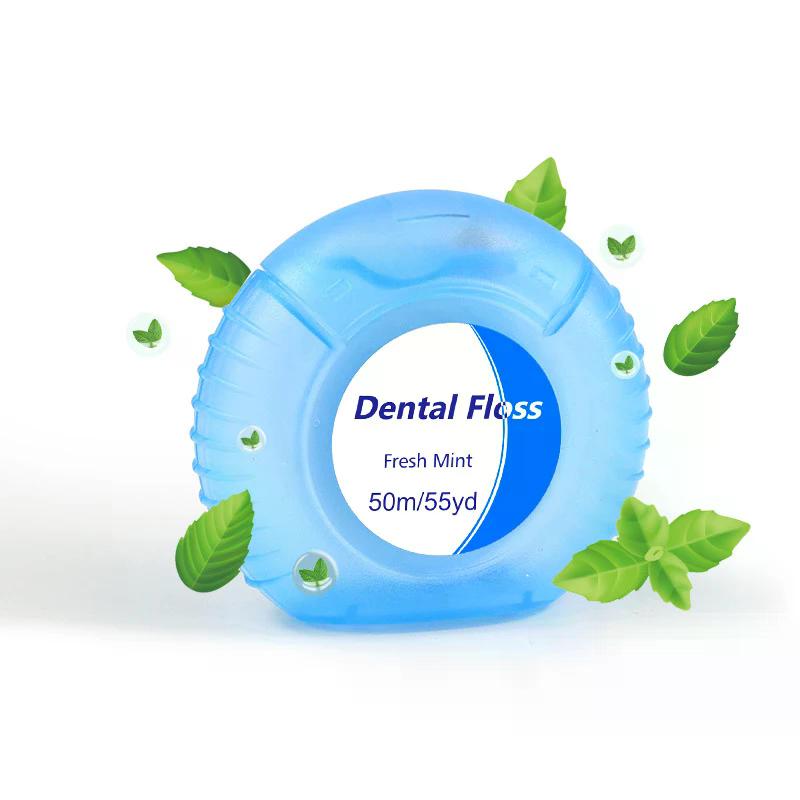 1 Rolo 50m Fio Dental Higiene Bucal Limpeza dos Dentes Fio Dental Encerado Sabor Menta Carretel Fio Dental Palito Limpador de Dentes