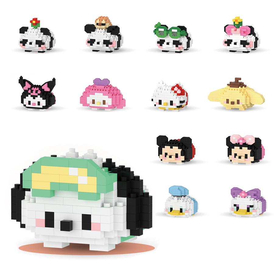 Disney Sanrio Mini Building Blocks Anime Figure Diamond Bricks Mickey Minnie Donald Duck Hello Kitty DIY Toys Festival Gifts