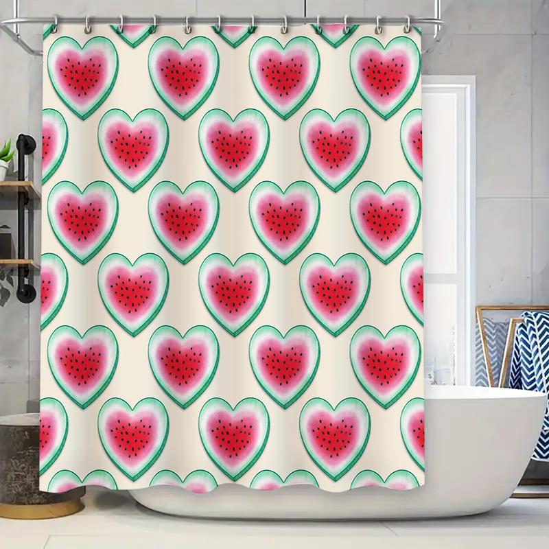 

Watermelon Shower Curtain Tropical Fruit Pattern Bathroom Decor Beach Themed Backdrop Waterproof Fabric Washable Home Decor W60H190(CM)-1 Pcs