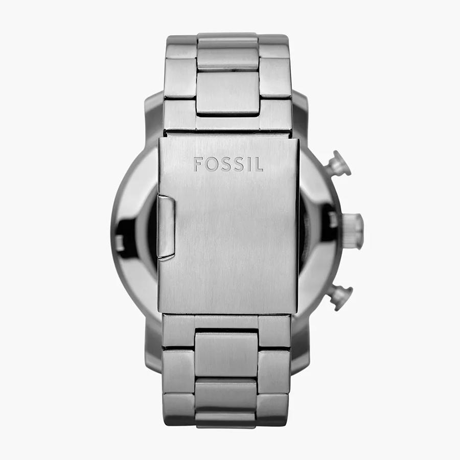 Fossil Men's Black Leather Grey Stainless Steel Analog Quartz Watch JR1353