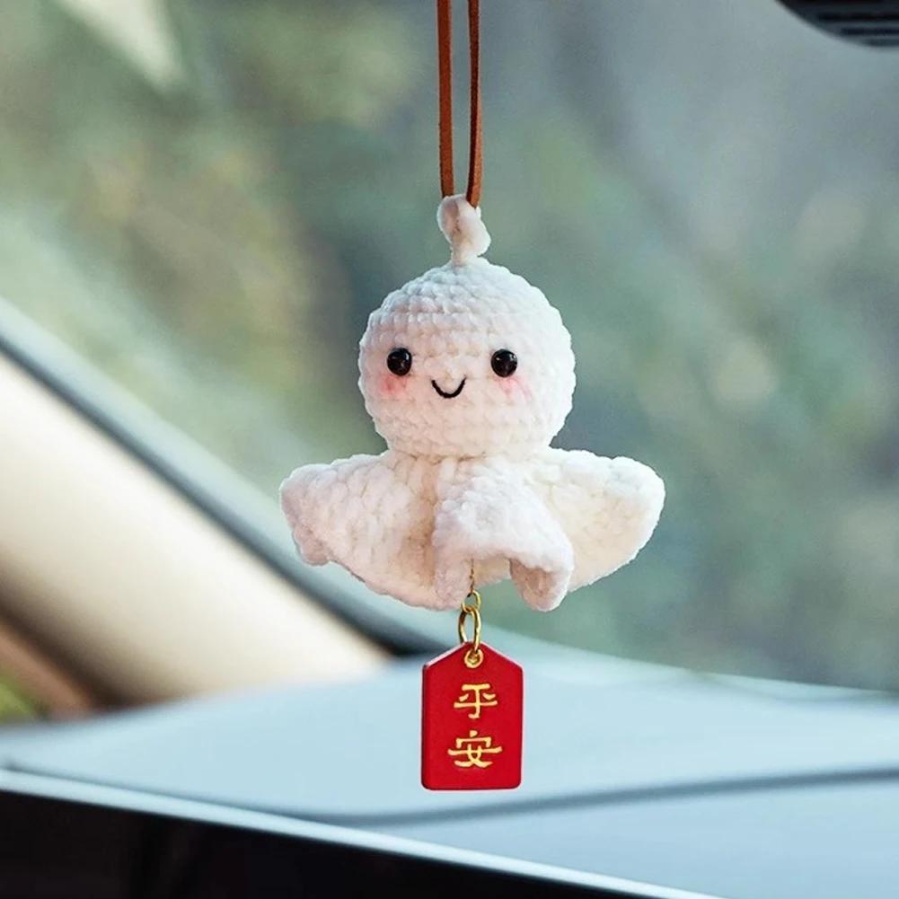 Cute Plush Sunny Doll Car Hanging Pendant Mirror Ornaments Plush Crochet Safe Driving Amulets Car Interior Decorations for Girls