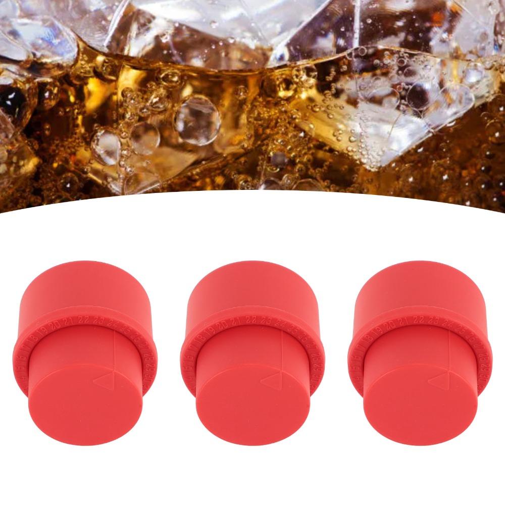 3 PCS Red Black Soda Bottle Stopper Press Type Sealing Beverage Bottle Cover Home Kitchen Storage