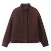 Women's Petite Stand-Up Collar Thickened Coat - 2024 Autumn/Winter Fashionable Loose Fit Casual Top