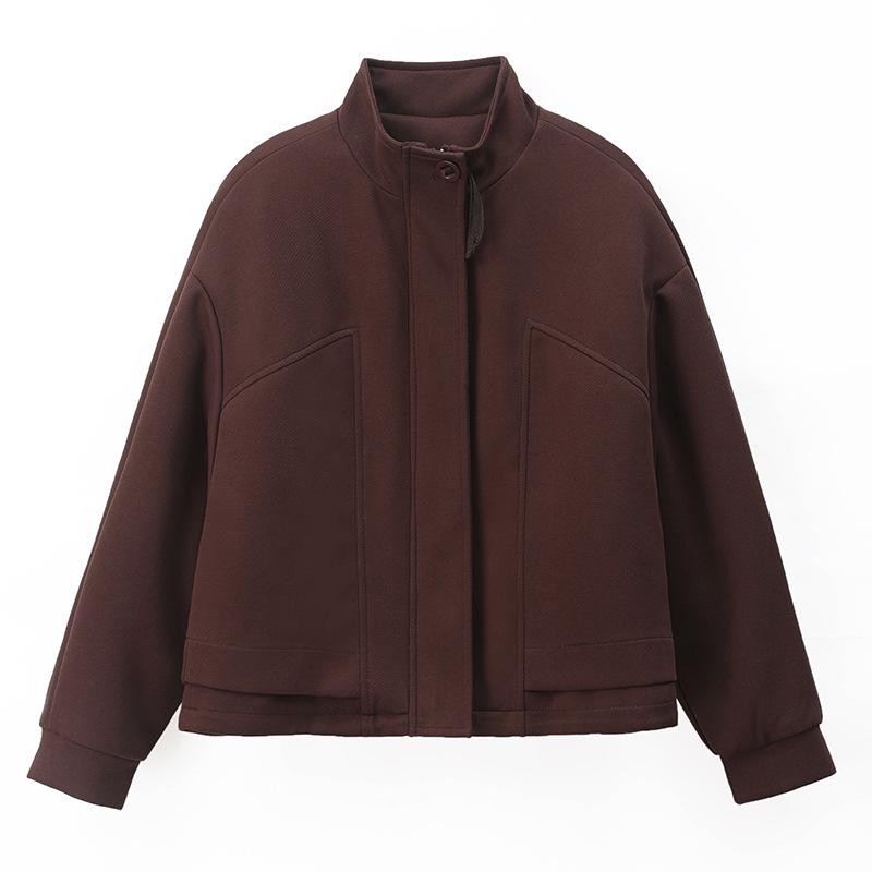 Women's Petite Stand-Up Collar Thickened Coat - 2024 Autumn/Winter Fashionable Loose Fit Casual Top