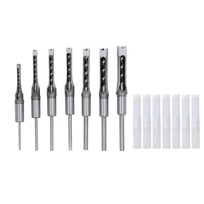 7pcs Bearing Steel Square Hole Drill Bit Sharp Cutting Edge Mortise and Tenon Attachment Mortiser Drill Bit