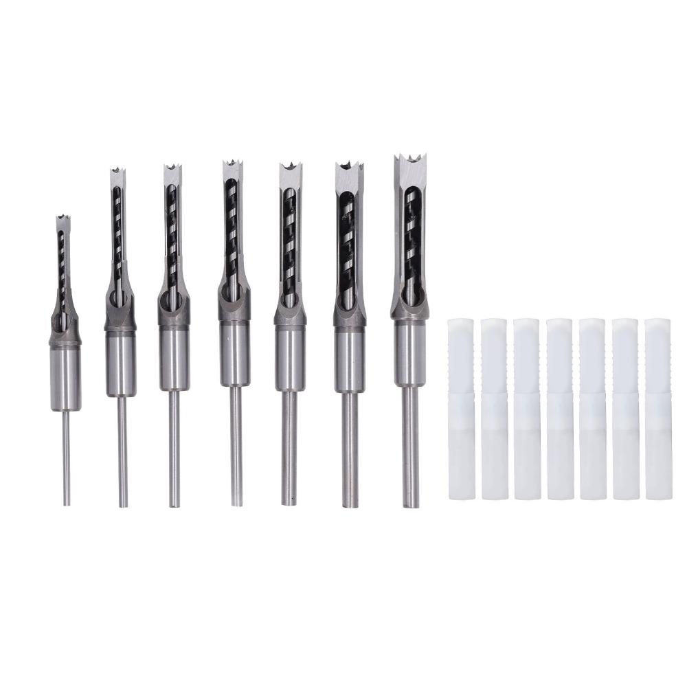7pcs 1/4in 5/16in 3/8in 2/5in 1/2in 9/16in 5/8in Square Hole Drill Bit Woodworking