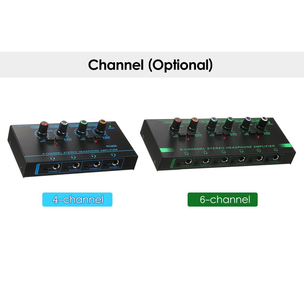 Headphone Amplifier 6 Channel Metal Stereo Amplifier for Recording Room